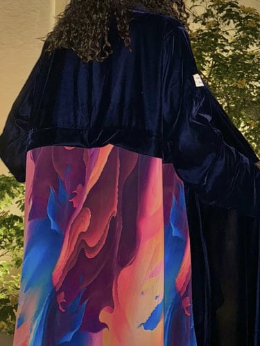 القمـاش من ورا ستان تركي•مخـمل كوري 'كحلي غامق'•قص...