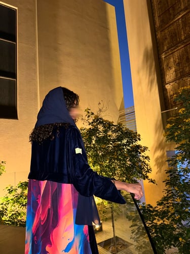 القمـاش من ورا ستان تركي•مخـمل كوري 'كحلي غامق'•قص...