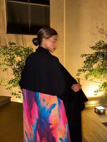 القمـاش من ورا ستان تركي•كريب 'اسود'•قصه كلوش