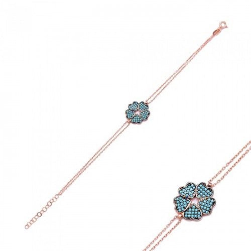 سوار زهرة الحب من الفضة النقية وبريق الذهب -من مجم...