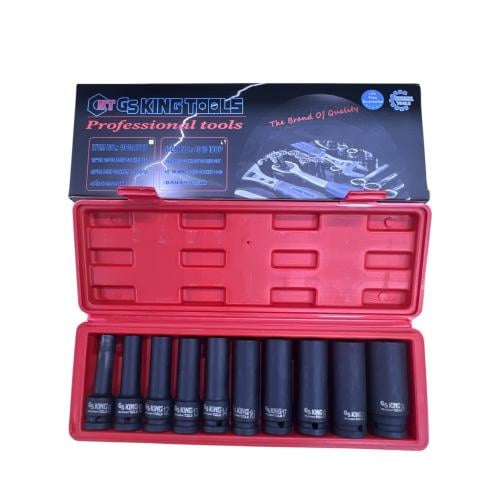 طقم حبات طويلة 10 قطع مقاس 1/2 من GS KING TOOLS