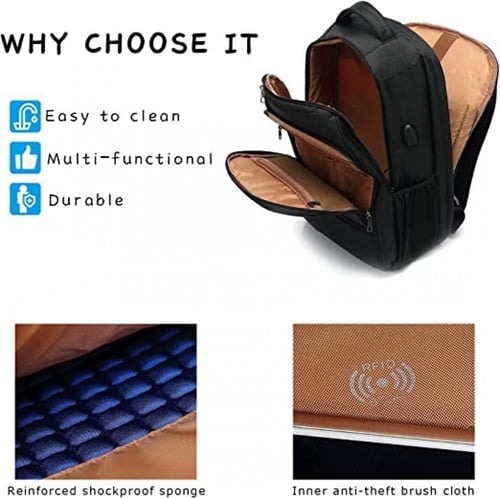 حقيبة لابتوب 17.3 انش بمنفذ شحن USB لاجهزة اللابتو...