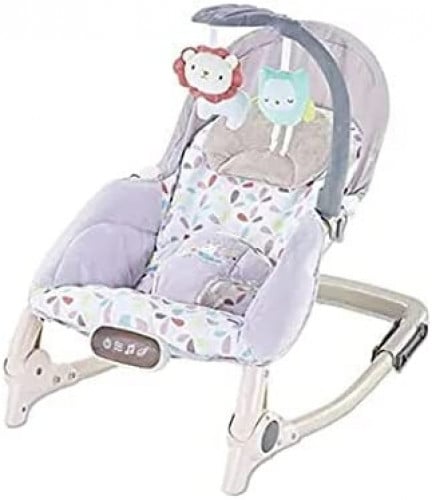 كرسي هزاز مع موسيقى للاطفال مع لعبة (رمادي غامق)