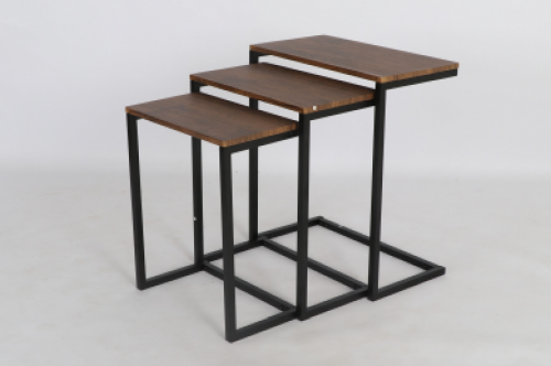 طاولة خدمة 3 قطع خشب غامق