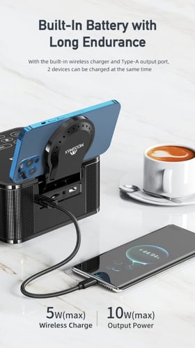 موج ماكس بطارية متنقله وسماعة لاسلكية وساعه ومنبه