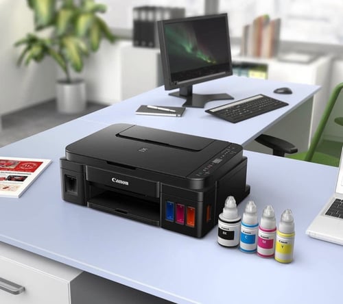 طابعة نافثة للحبر الكل في واحد مزودة بحبر اسود اضا...