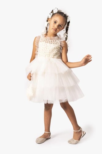 فستان تل + شنطة + طوق