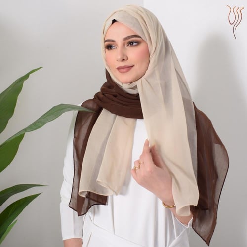 طرحة بوال لونين بني وبيج طبقة واحدة