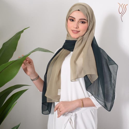 طرحة بوال لونين أخضر وزيتي فاتح طبقة واحدة