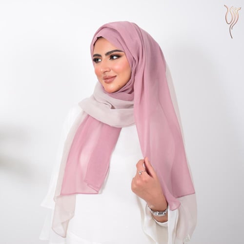 طرحة بوال لونين بنك وبدي روز طبقة واحدة