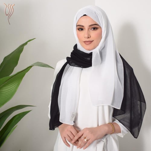 طرحة بوال لونين أسود وأبيض طبقة واحدة