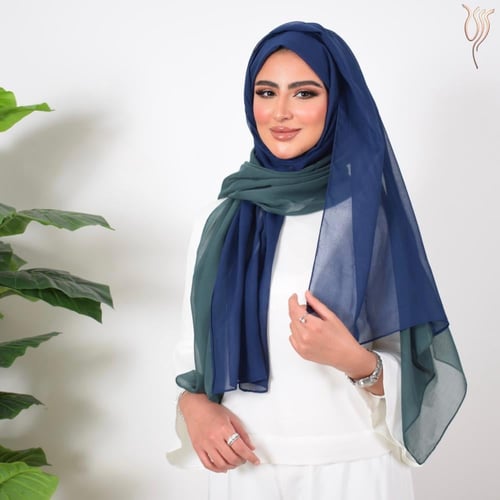 طرحة بوال لونين كحلي وأخضر بترولي طبقة واحدة