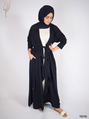 عباية رزين كريب كحلي سهرة