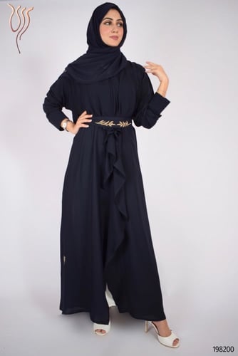 عباية رزين كريب كحلي سهرة