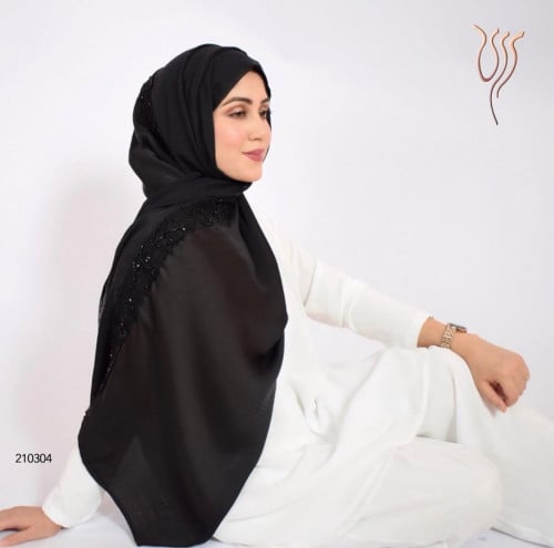 طرحة بوال سهرة هندسي أسود وأسود