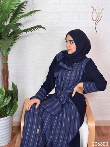 عباية كحلي مخطط