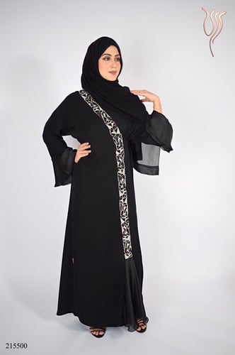 عباية كريب سوداء سهرة هندسي