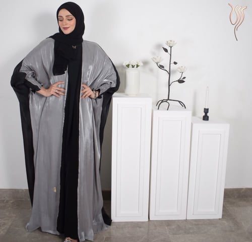 عباية وجهين أسود وفضي