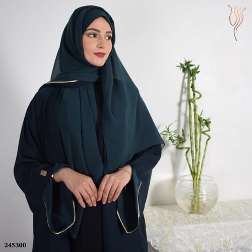 عباية ثنية كريب خفيف أخضر