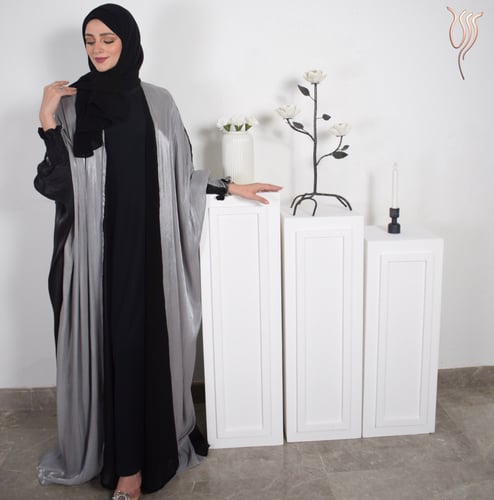 عباية وجهين أسود وفضي