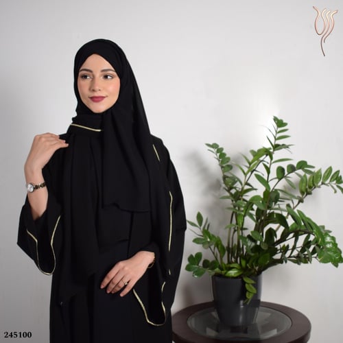 عباية ثنية كريب خفيف أسود