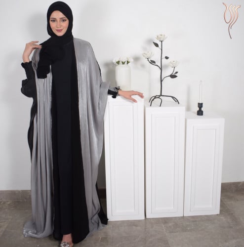 عباية وجهين أسود وفضي