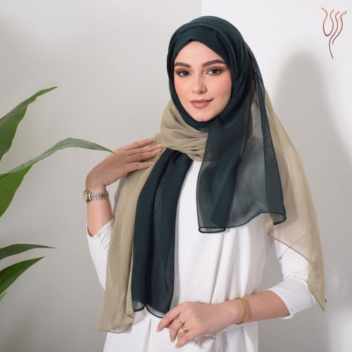 طرحة بوال لونين أخضر وزيتي فاتح طبقة واحدة