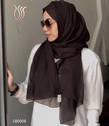 Plain brown satin headscarf with one layer
