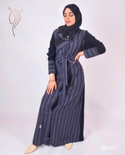 عباية كحلي مخطط