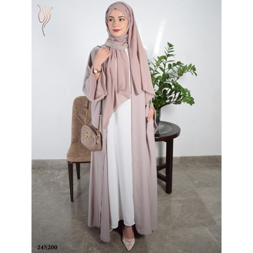 عباية ثنية كريب خفيف بيج نود