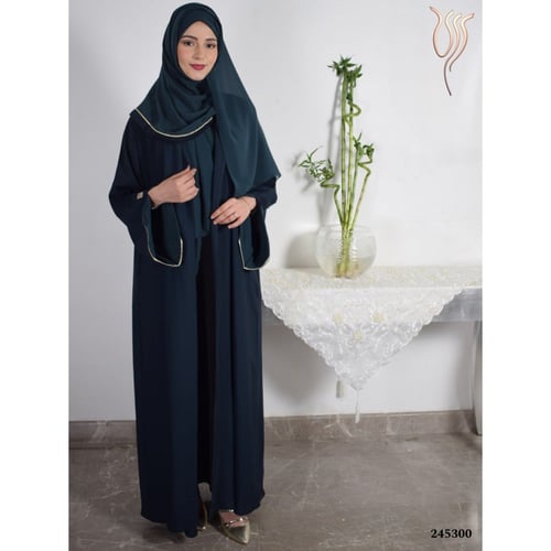 عباية ثنية كريب خفيف أخضر