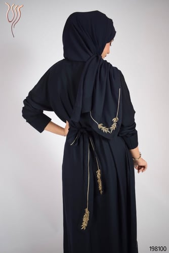 عباية رزين كريب كحلي سهرة