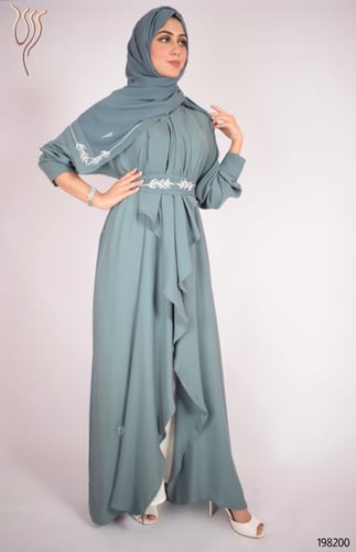 عباية رزين كريب بحري سهرة