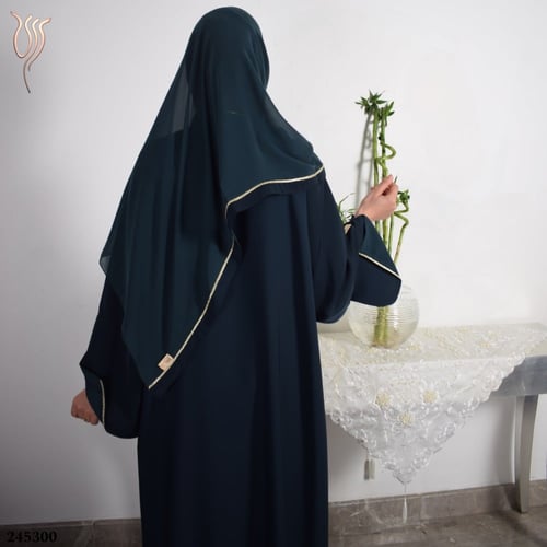 عباية ثنية كريب خفيف أخضر