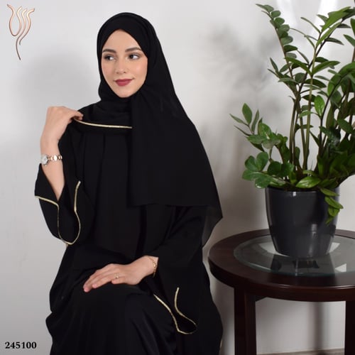 عباية ثنية كريب خفيف أسود