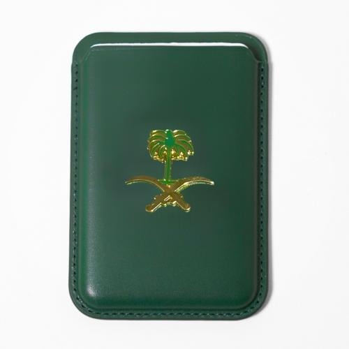 محفظة بطاقات | بقطعة معدنية سيفين ونخلة