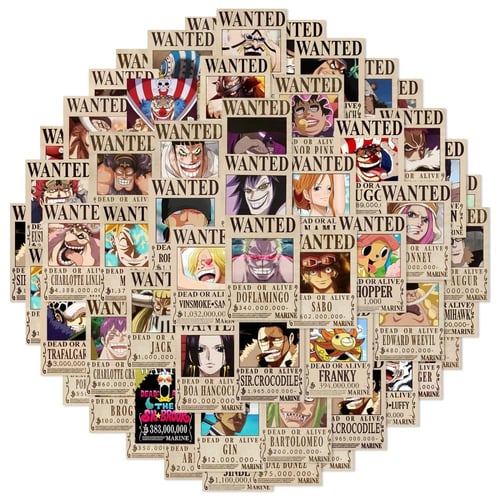 ملصقات المطلوبين من انمي ون بيس - 50 ملصق