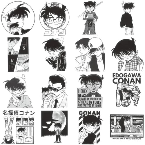 ملصقات المحقق كونان ابيض واسود شكل 1 - 60 ملصق