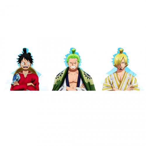 ملصق ثلاثي أبعاد لشخصية لوفي وزورو وسانجي