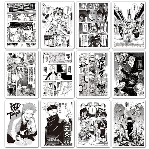 ملصقات أنميات متفرقة أبيض وأسود عدد 98 ملصق