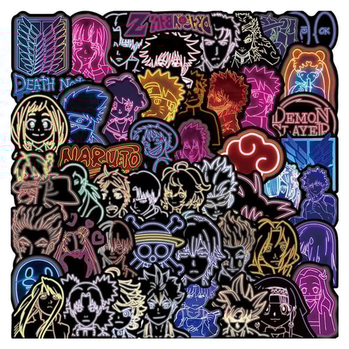 ملصقات أنميات متفرقة نيون 50 ملصق