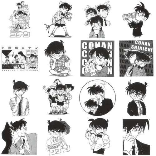 ملصقات المحقق كونان ابيض واسود شكل 1 - 60 ملصق