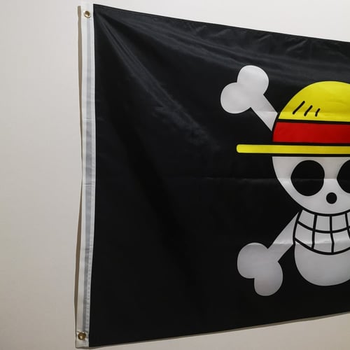 علم كبير لشعار قراصنة قبعة القش