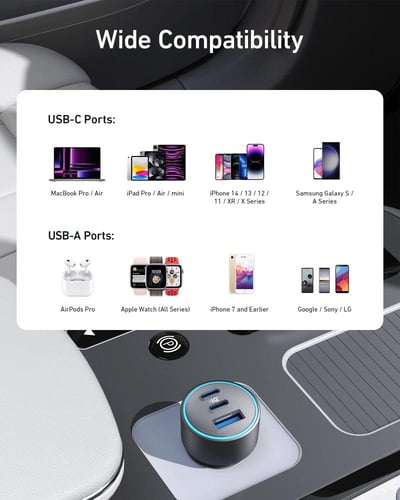 شاحن سيارة أنكر 535 (67 واط) - رمادي