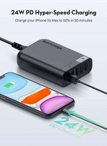 محطة شحن وناقل بيانات بمنافذ آي سمارت وUSB متعددة...