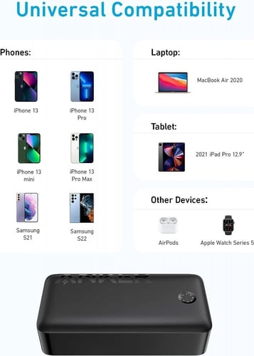 شاحن متنقل أنكر 347 (PowerCore 40K) - اسود