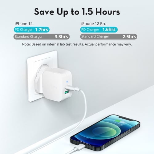 RAVPOWER شاحن جداري 20 واط منفذين - ابيض