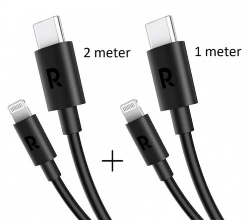 RAVPOWER 2-Pack USB Cable with Type-C to Lightning...