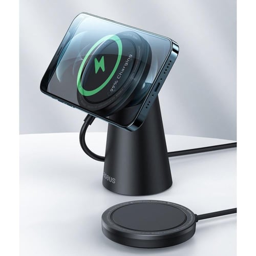 حامل مغناطيسي و شاحن لاسلكي بيسوس - اسود