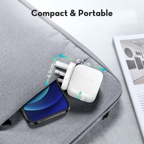 RAVPOWER شاحن جداري 20 واط منفذين - ابيض